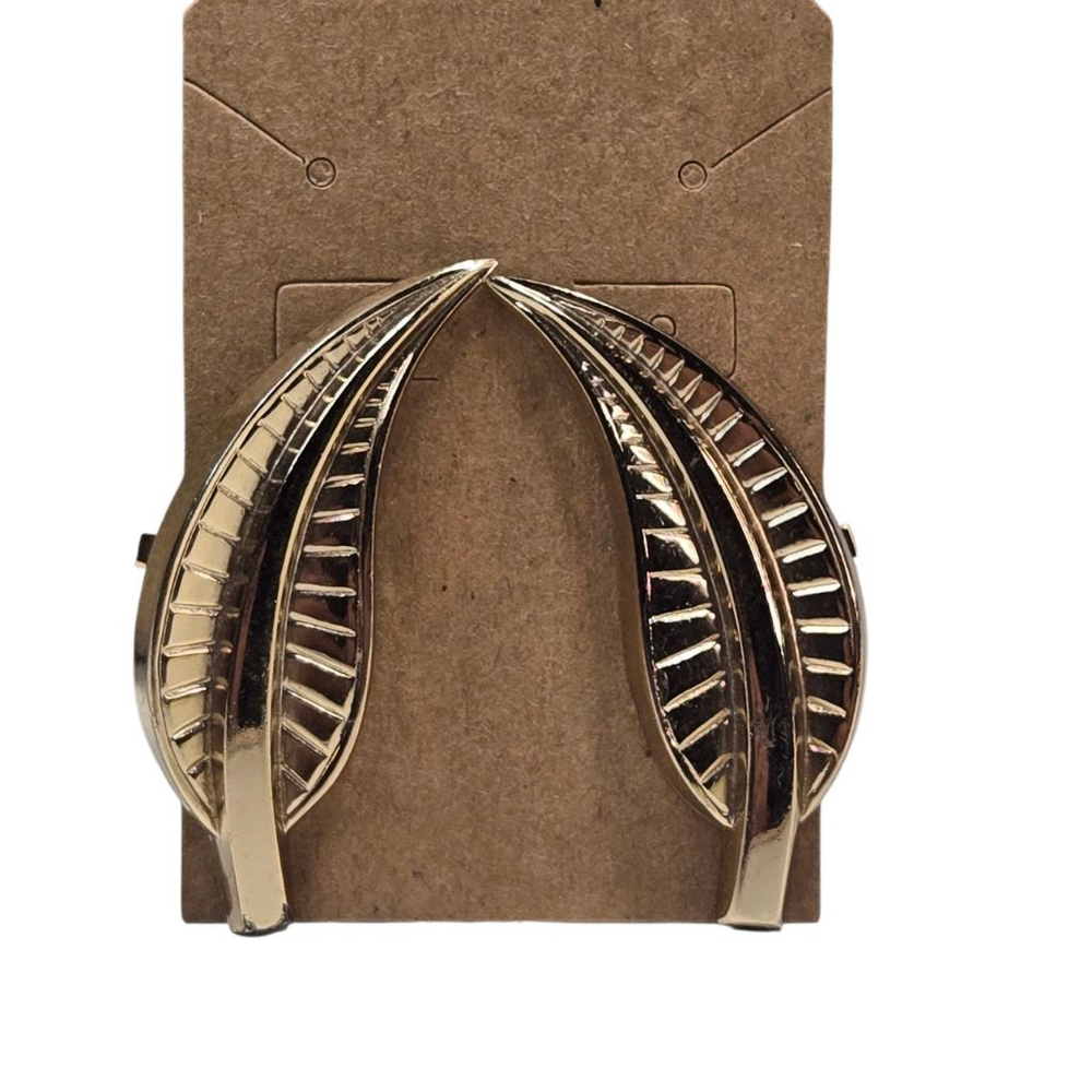 Vintage Coro Goldtone Leaf Clip-On Ear Climber Earrings Collectible MCM 50's